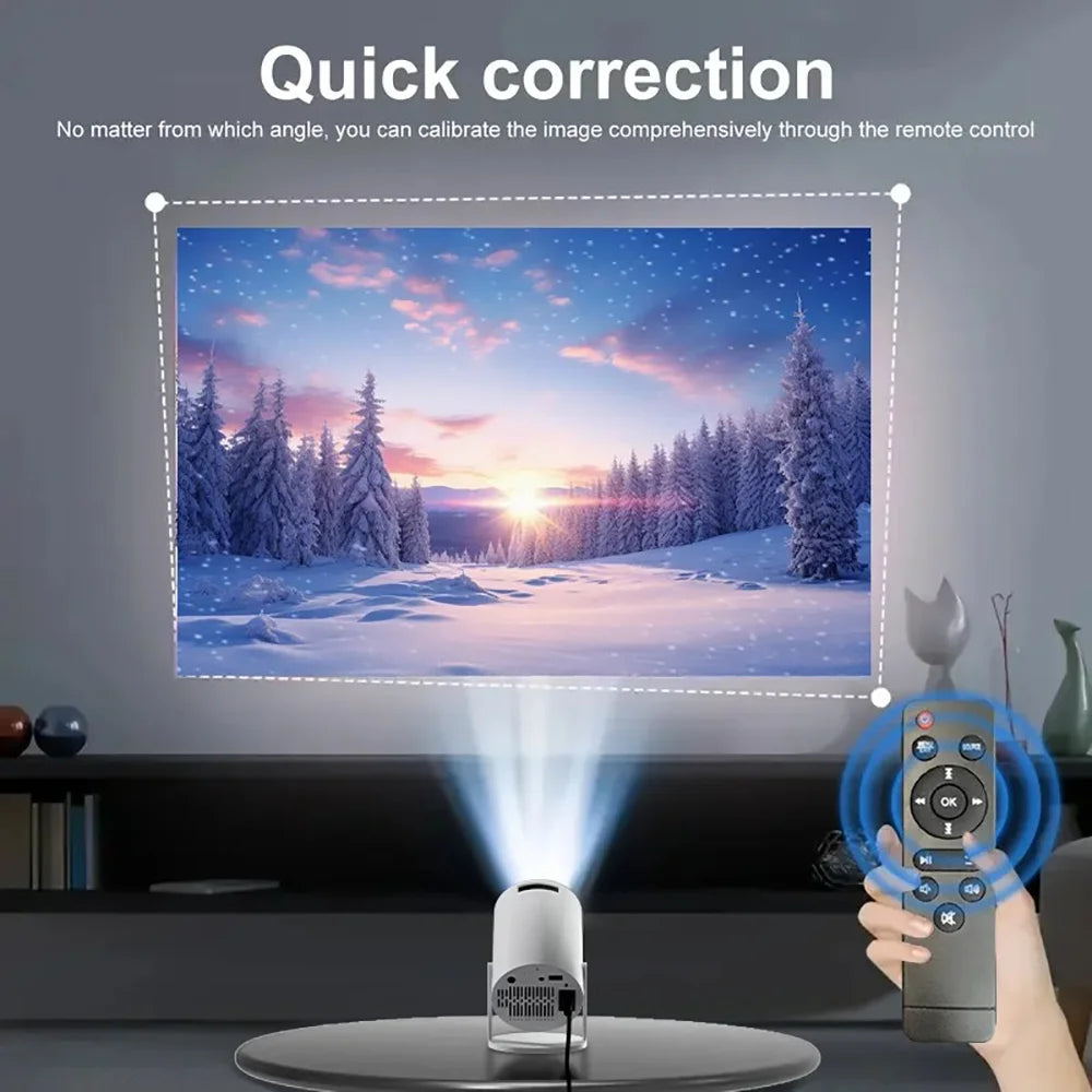 4K Decoding Native 1080P Mini Projector – Short Throw Smart Projector with 270° Rotation, Portable Home Theater Compatible with Laptops & Streaming Devices