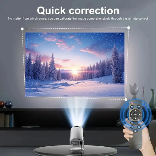 4K Decoding Native 1080P Mini Projector – Short Throw Smart Projector with 270° Rotation, Portable Home Theater Compatible with Laptops & Streaming Devices